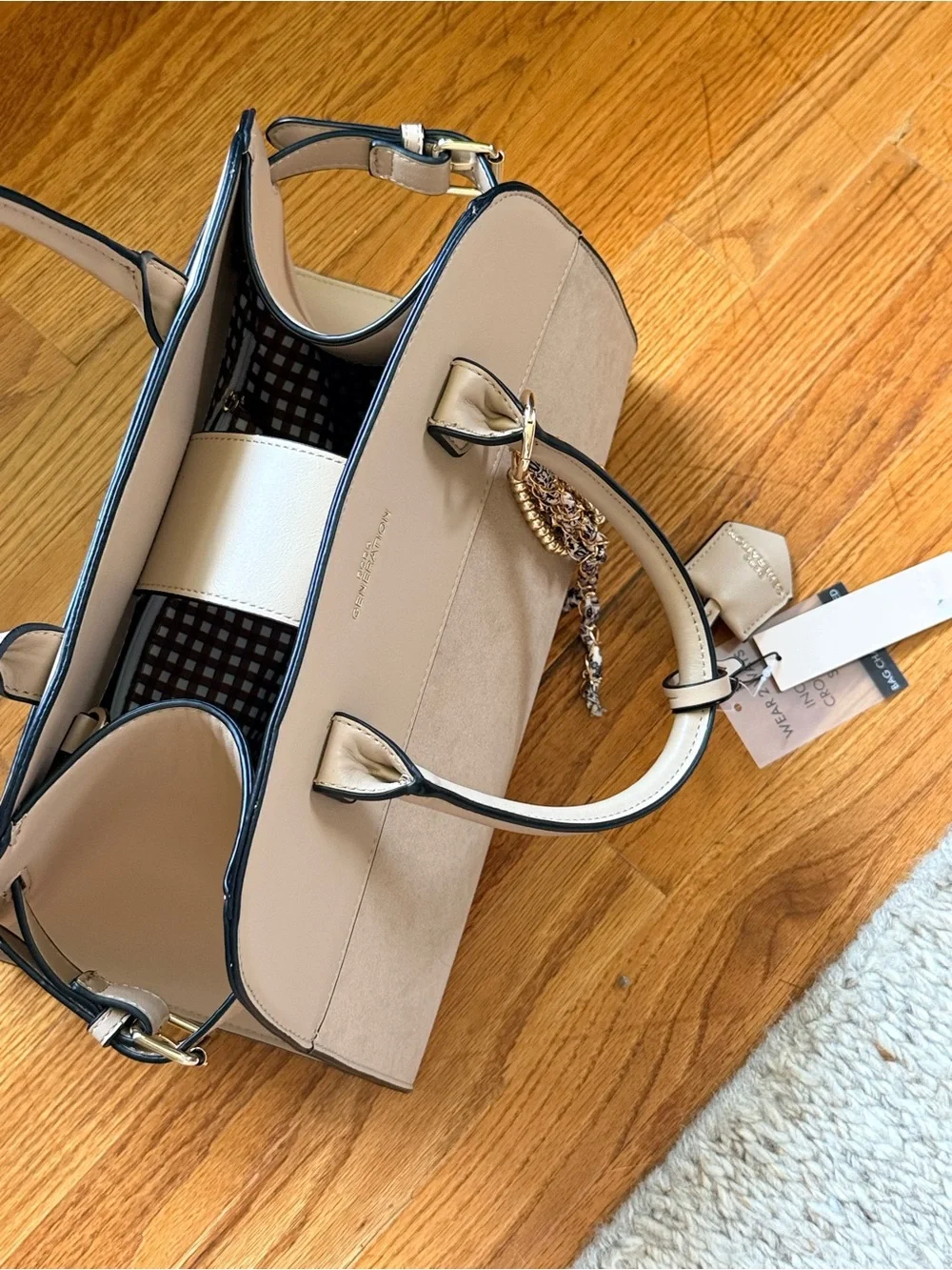 BCBGeneration Two-Tone Gray Dome Satchel with Strap